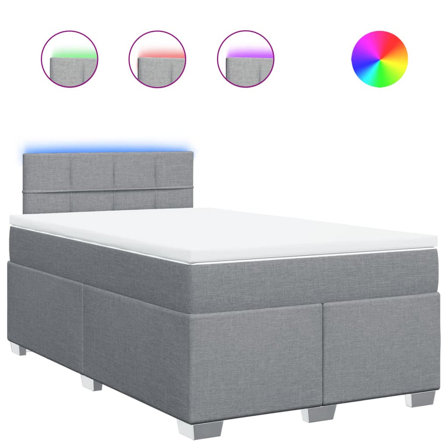 Boxspring met matras stof lichtgrijs 120x200 cm