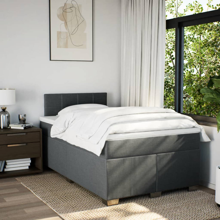 Boxspring met matras stof donkergrijs 120x200 cm
