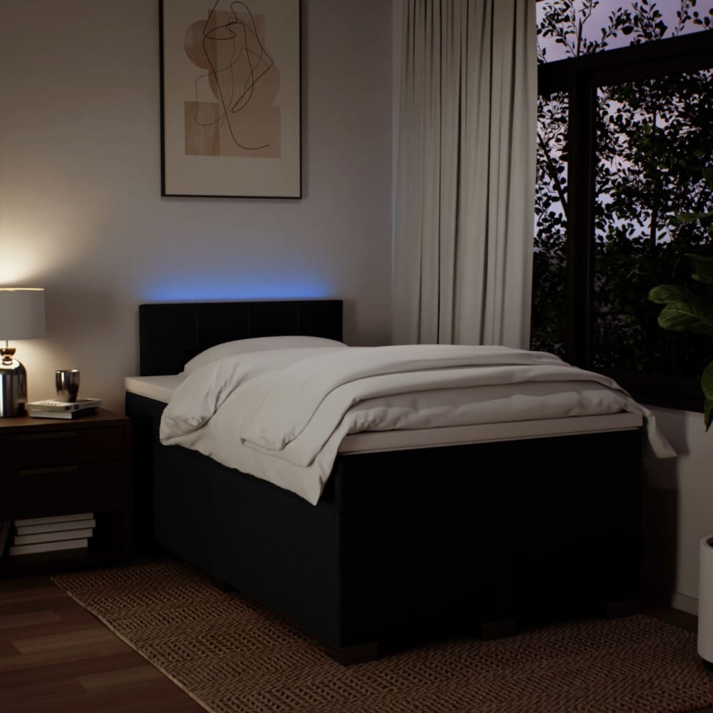 Boxspring met matras stof zwart 120x200 cm