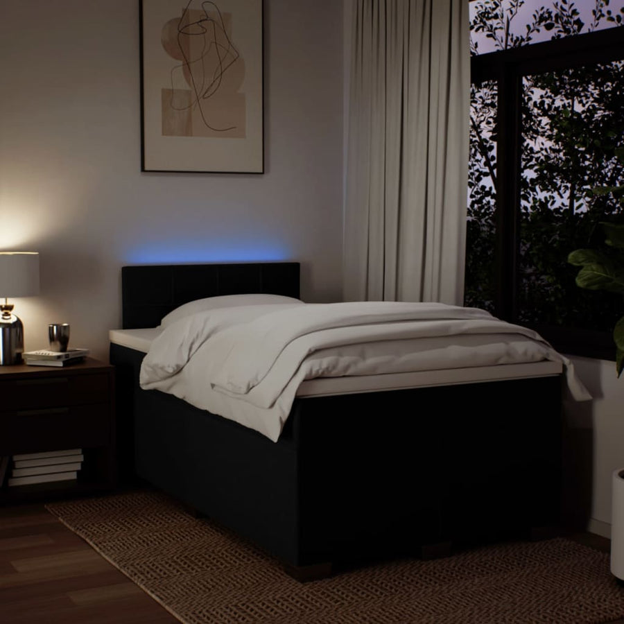 Boxspring met matras stof zwart 120x200 cm