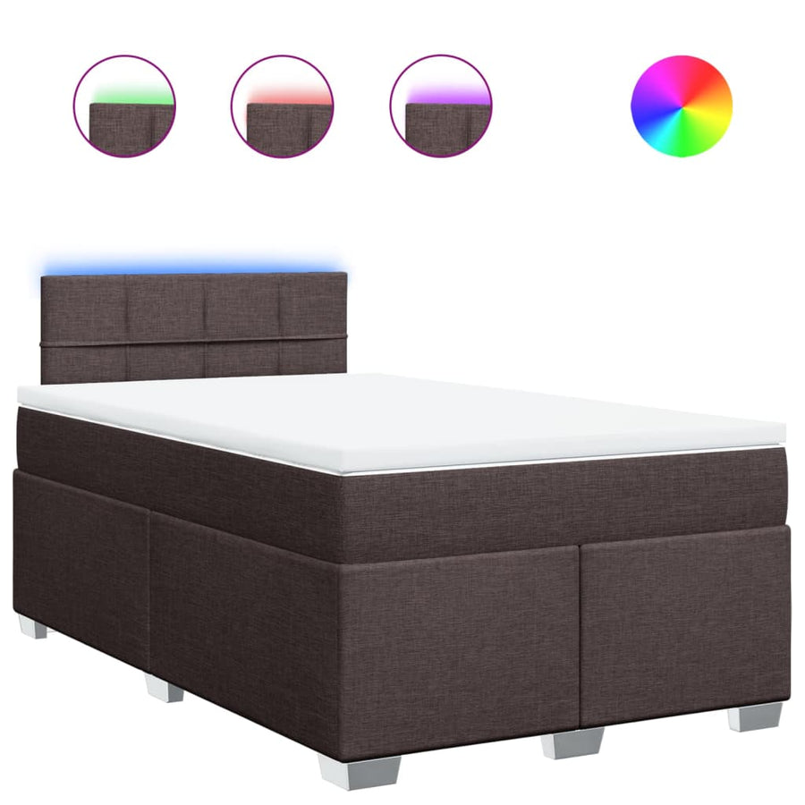 Boxspring met matras stof donkerbruin 120x200 cm