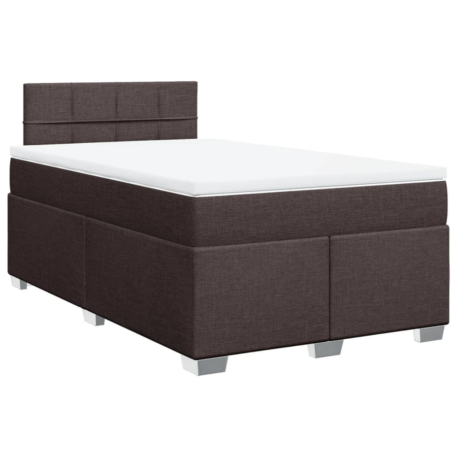 Boxspring met matras stof donkerbruin 120x200 cm