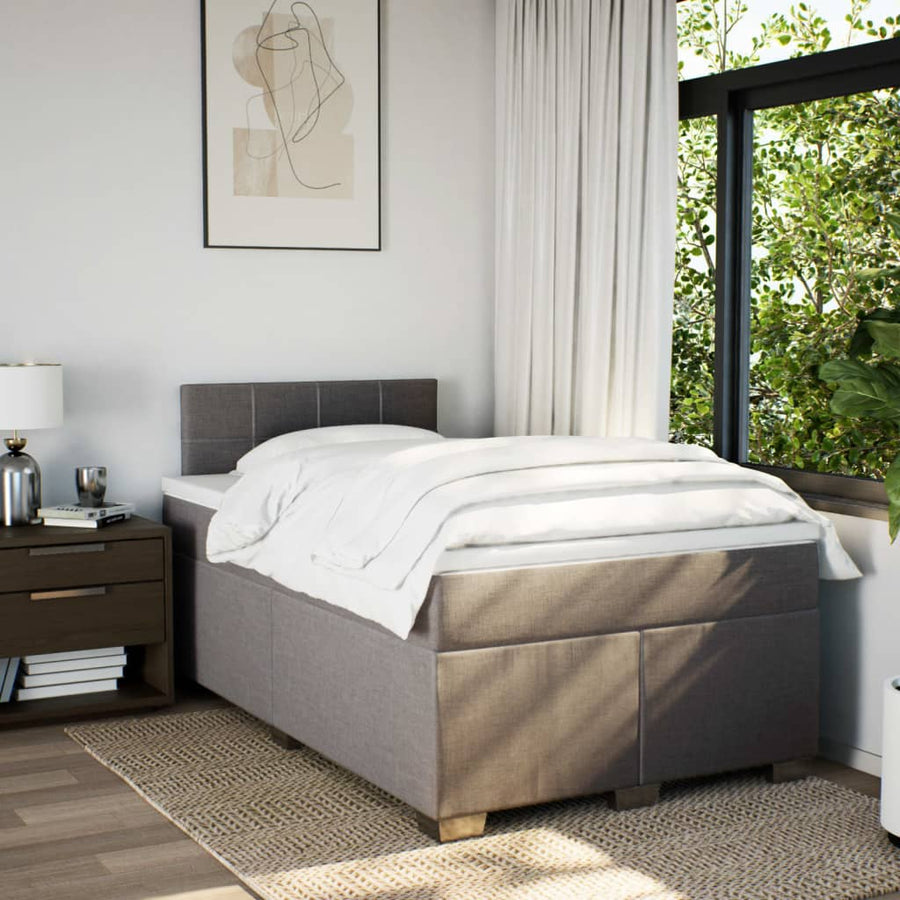 Boxspring met matras stof taupe 120x200 cm