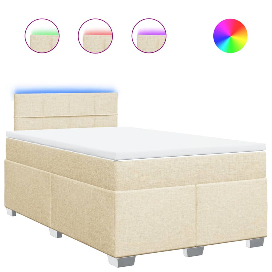 Boxspring met matras stof crèmekleurig 120x200 cm