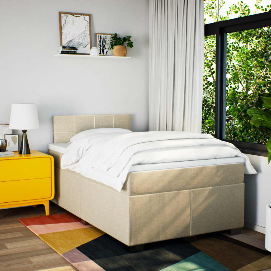 Boxspring met matras stof crèmekleurig 120x200 cm