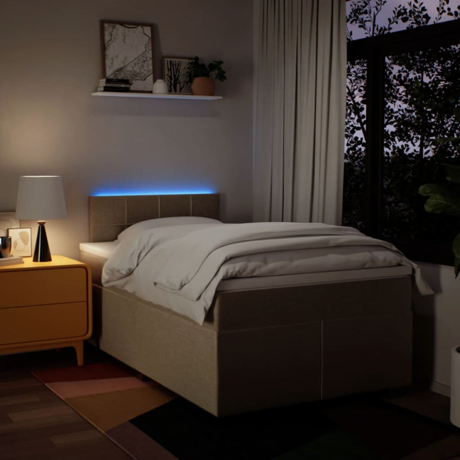 Boxspring met matras stof crèmekleurig 120x200 cm