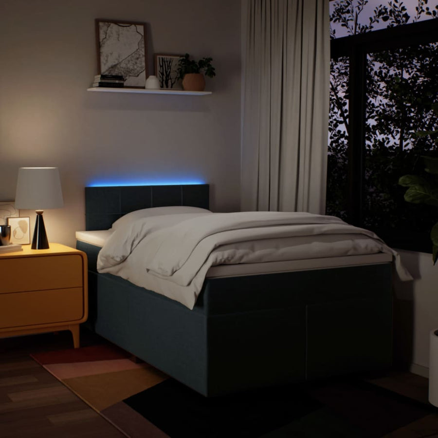 Boxspring met matras stof blauw 120x200 cm