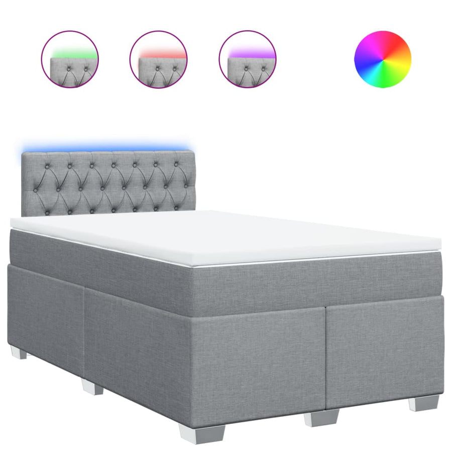 Boxspring met matras stof lichtgrijs 120x200 cm