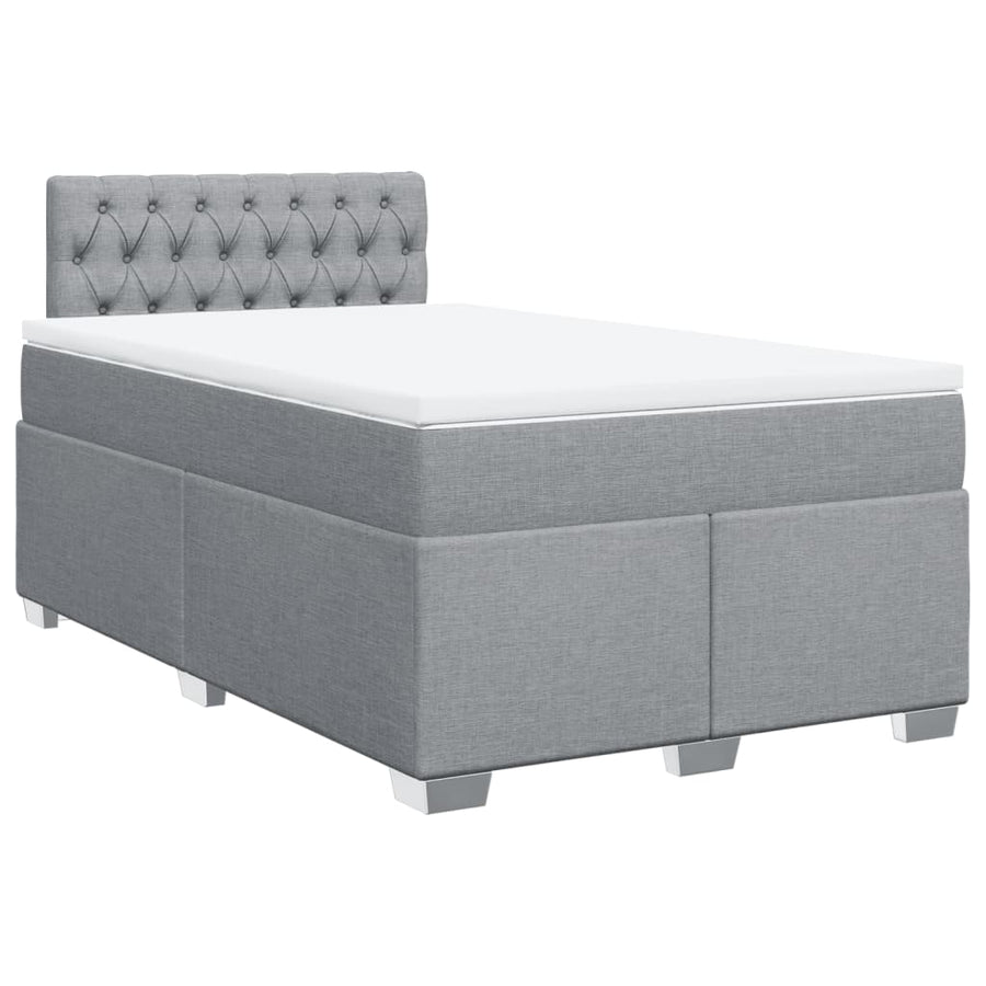 Boxspring met matras stof lichtgrijs 120x200 cm