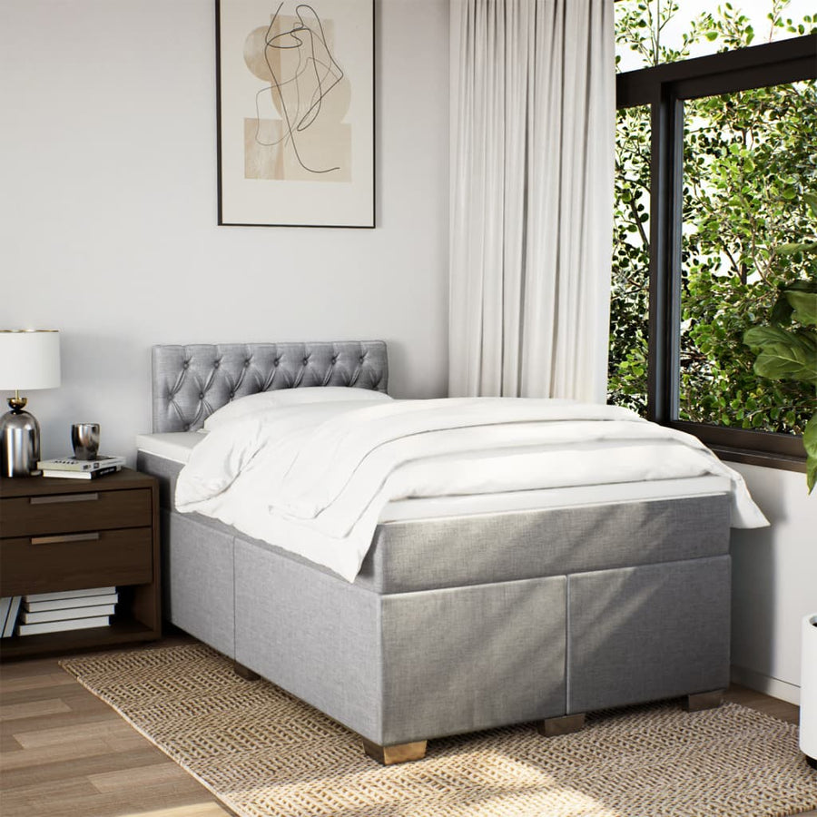 Boxspring met matras stof lichtgrijs 120x200 cm
