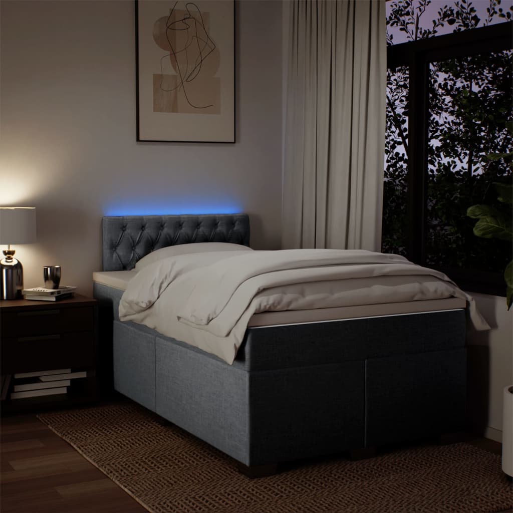 Boxspring met matras stof lichtgrijs 120x200 cm