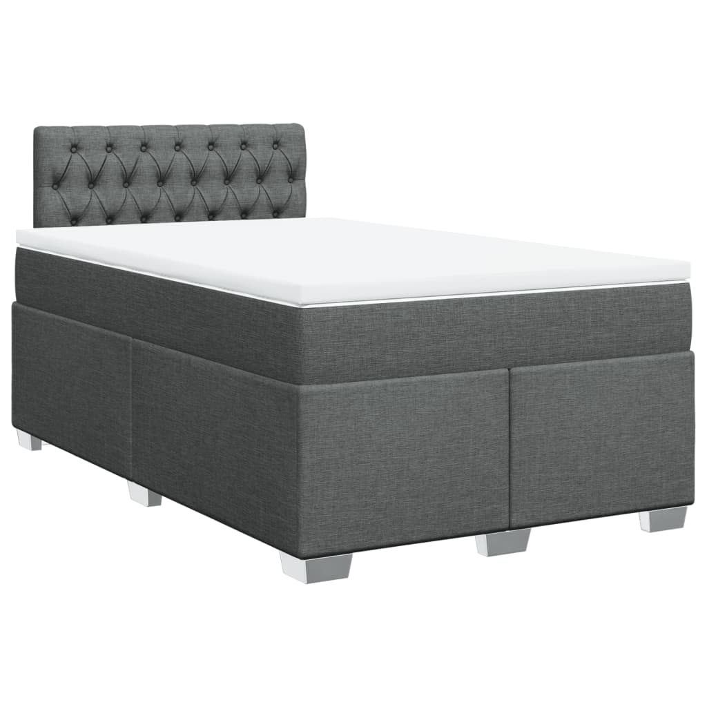 Boxspring met matras stof donkergrijs 120x200 cm