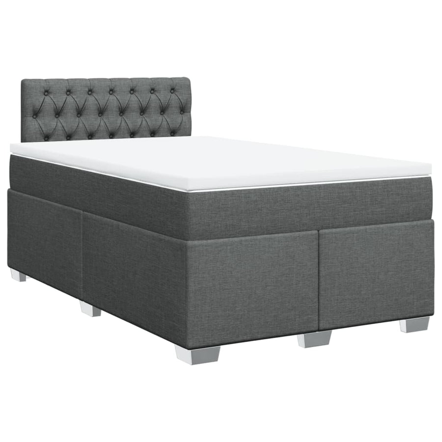 Boxspring met matras stof donkergrijs 120x200 cm