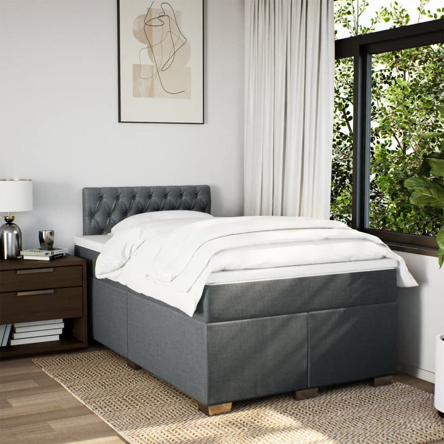 Boxspring met matras stof donkergrijs 120x200 cm