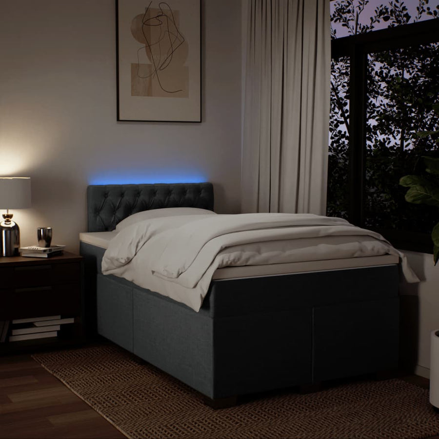 Boxspring met matras stof donkergrijs 120x200 cm