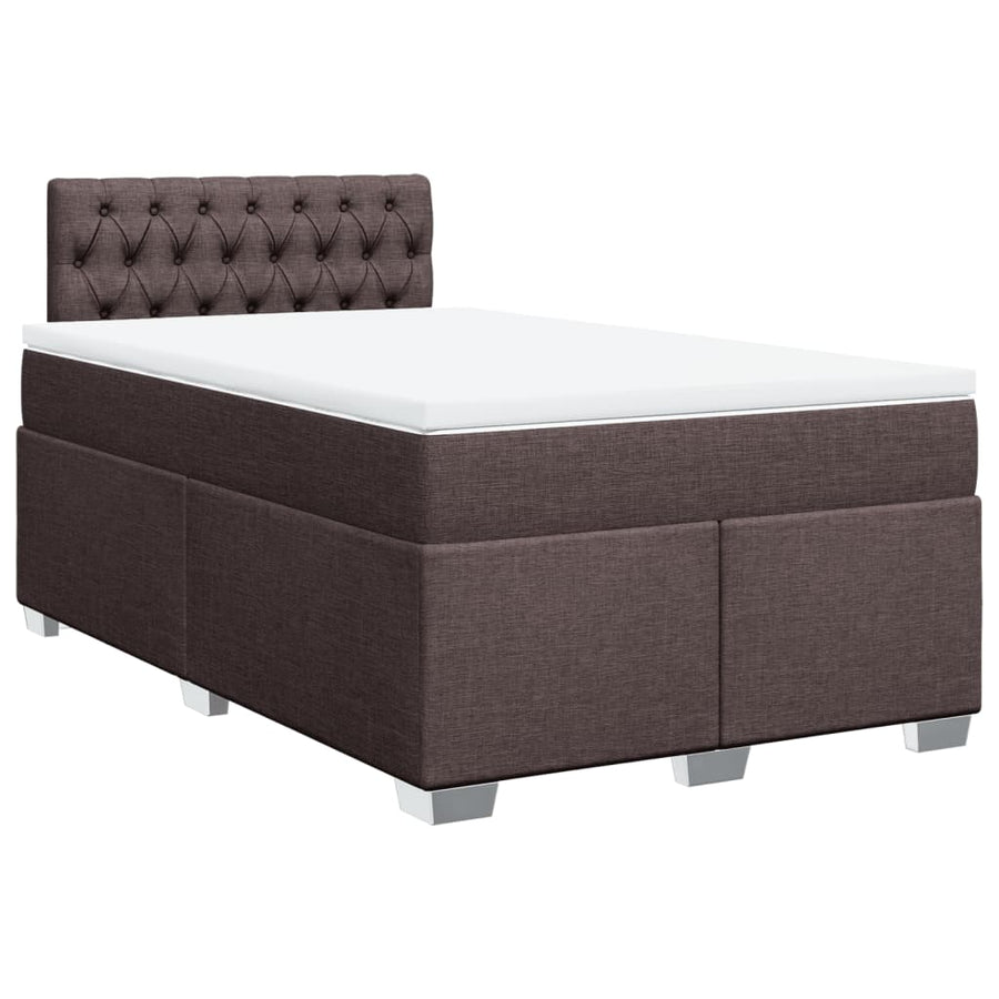 Boxspring met matras stof donkerbruin 120x200 cm