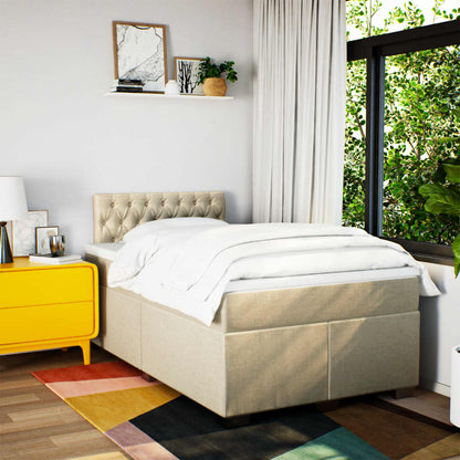Boxspring met matras stof crèmekleurig 120x200 cm
