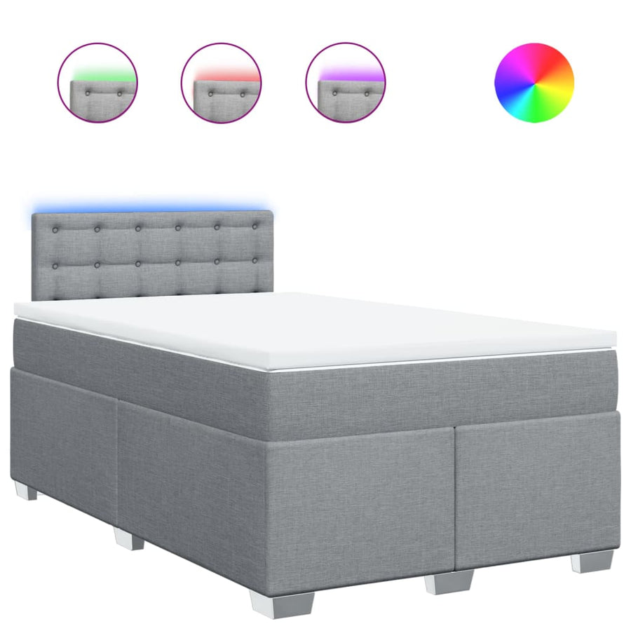 Boxspring met matras stof lichtgrijs 120x200 cm