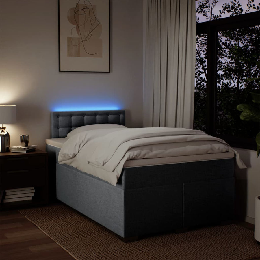 Boxspring met matras stof lichtgrijs 120x200 cm