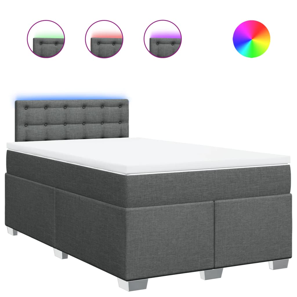 Boxspring met matras stof donkergrijs 120x200 cm