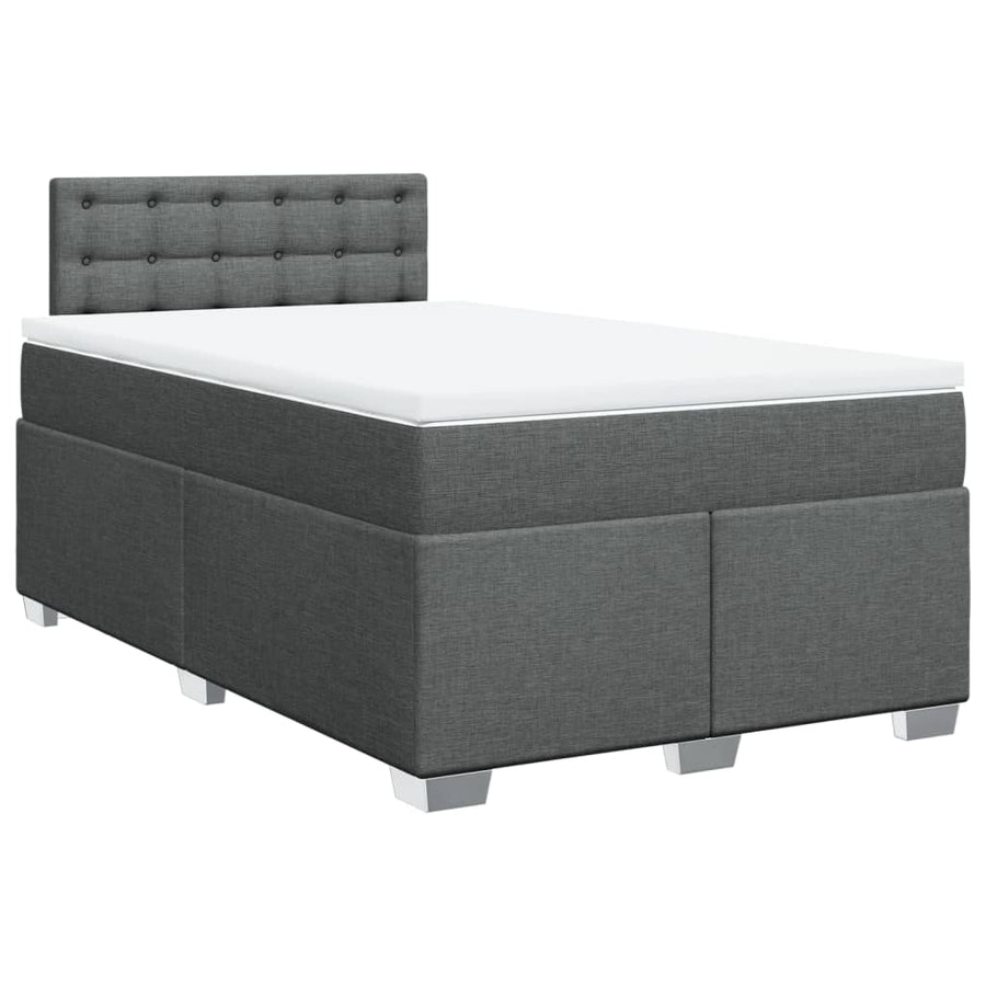 Boxspring met matras stof donkergrijs 120x200 cm