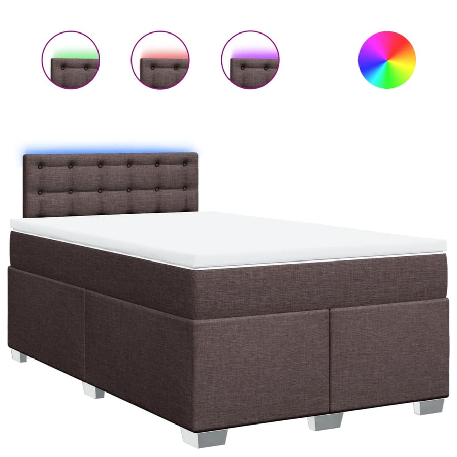 Boxspring met matras stof donkerbruin 120x200 cm