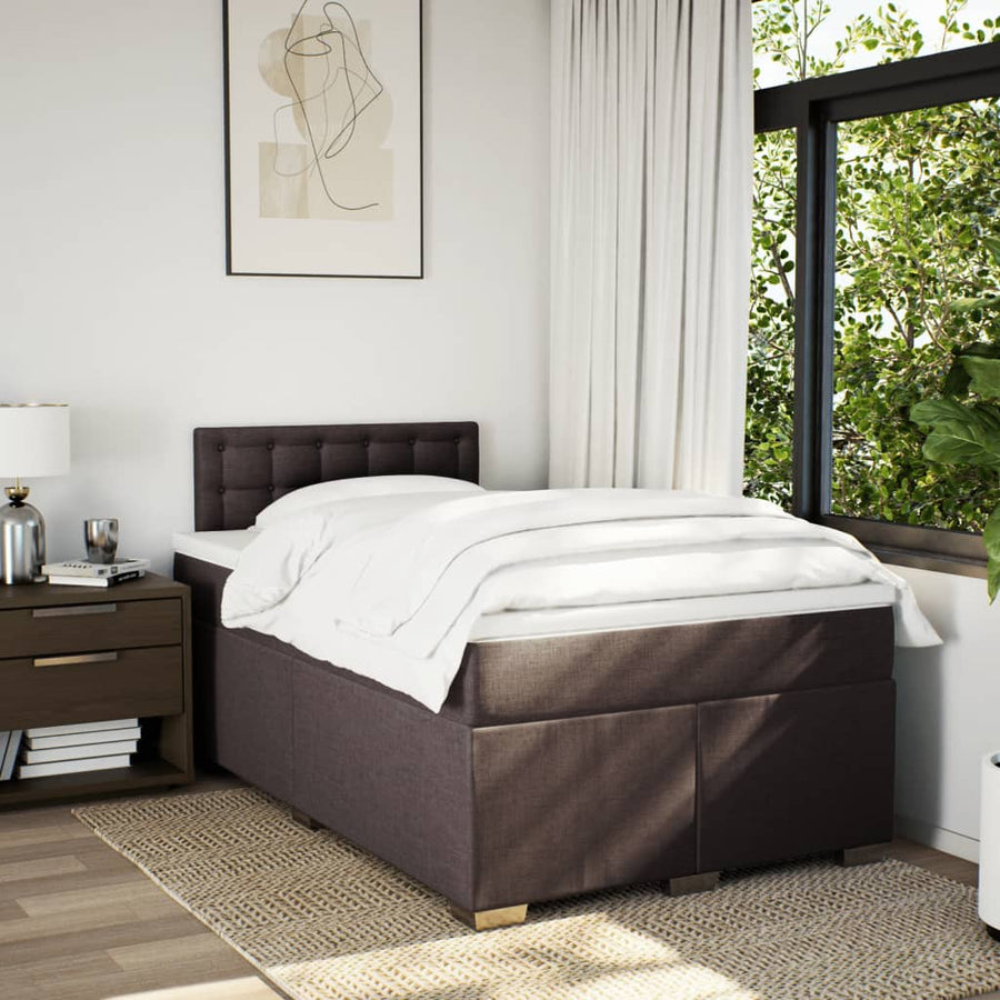 Boxspring met matras stof donkerbruin 120x200 cm