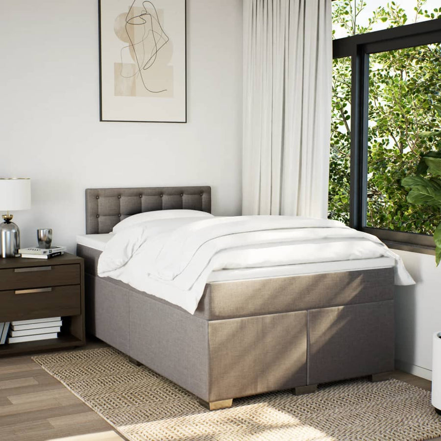 Boxspring met matras stof taupe 120x200 cm