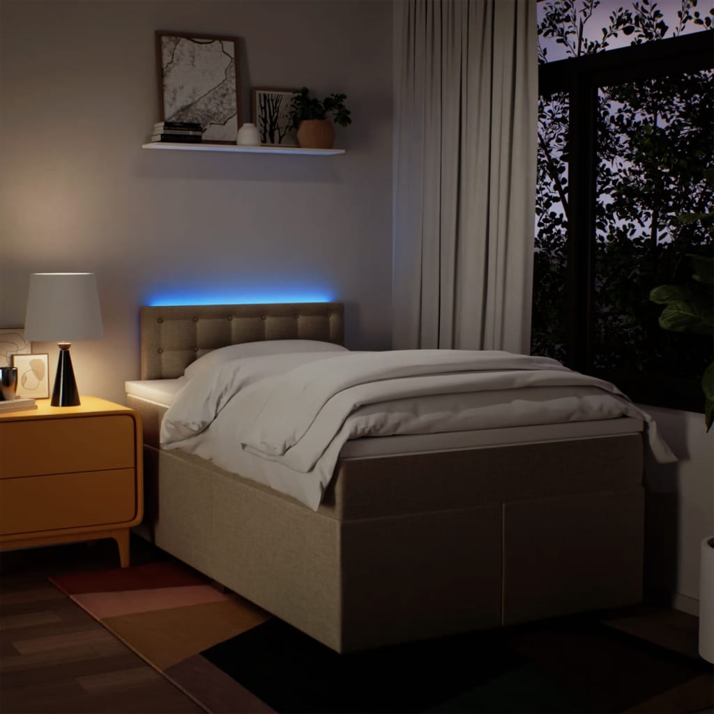 Boxspring met matras stof crèmekleurig 120x200 cm