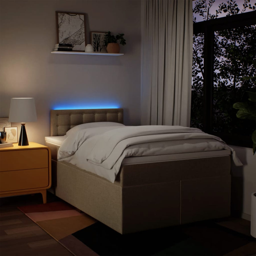 Boxspring met matras stof crèmekleurig 120x200 cm