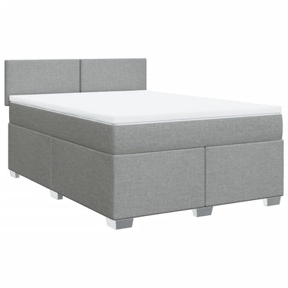 Boxspring met matras stof lichtgrijs 140x190 cm