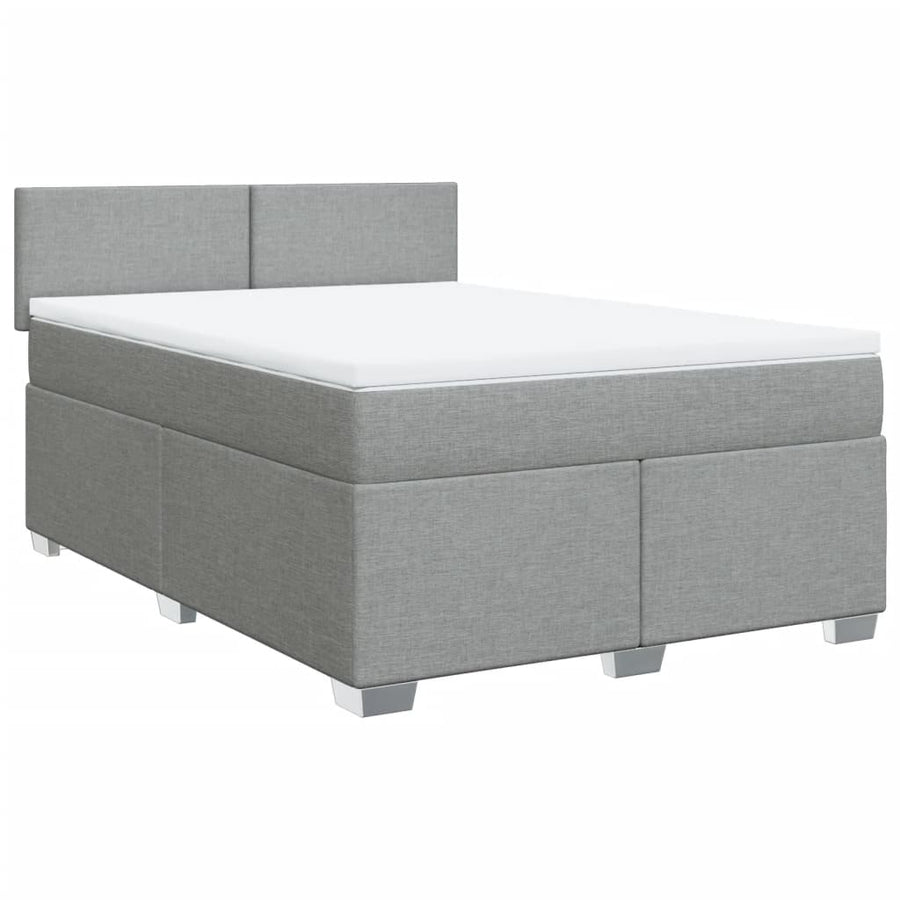 Boxspring met matras stof lichtgrijs 140x190 cm
