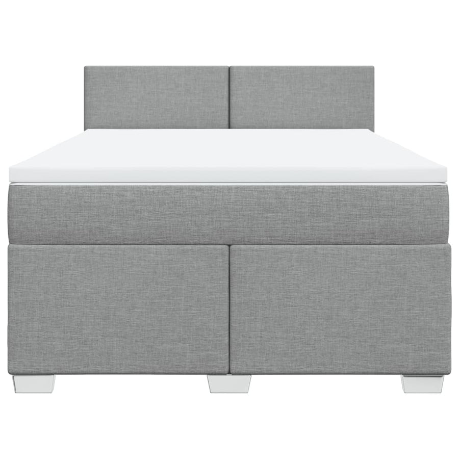 Boxspring met matras stof lichtgrijs 140x190 cm