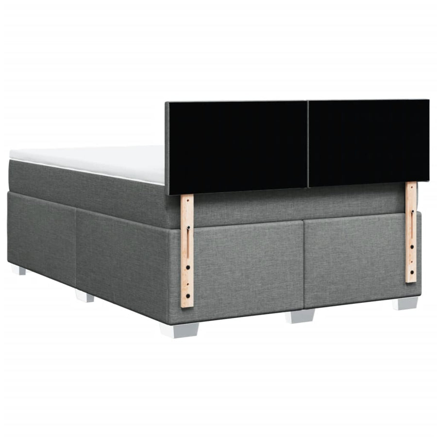 Boxspring met matras stof donkergrijs 140x190 cm