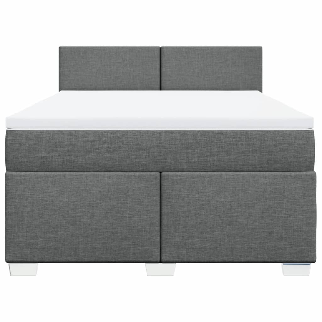 Boxspring met matras stof donkergrijs 140x190 cm