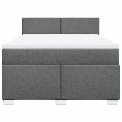 Boxspring met matras stof donkergrijs 140x190 cm