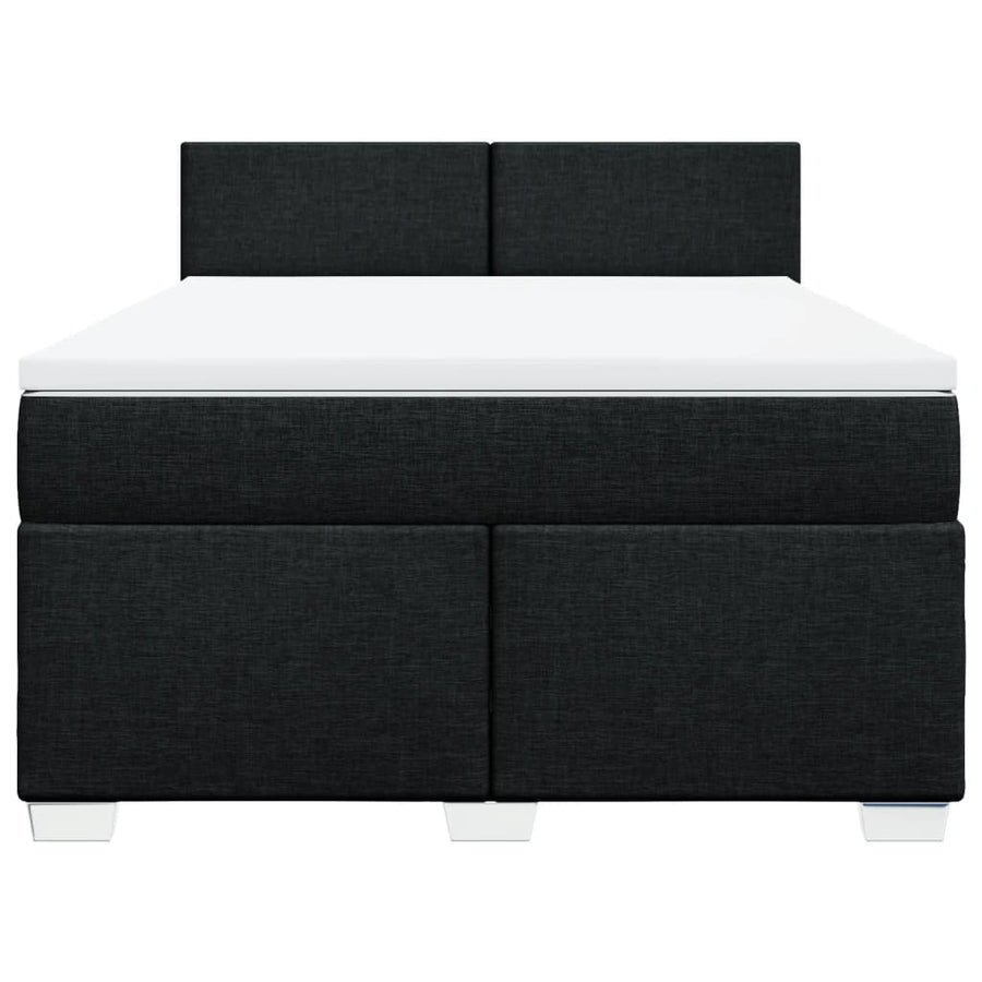 Boxspring met matras stof zwart 140x190 cm