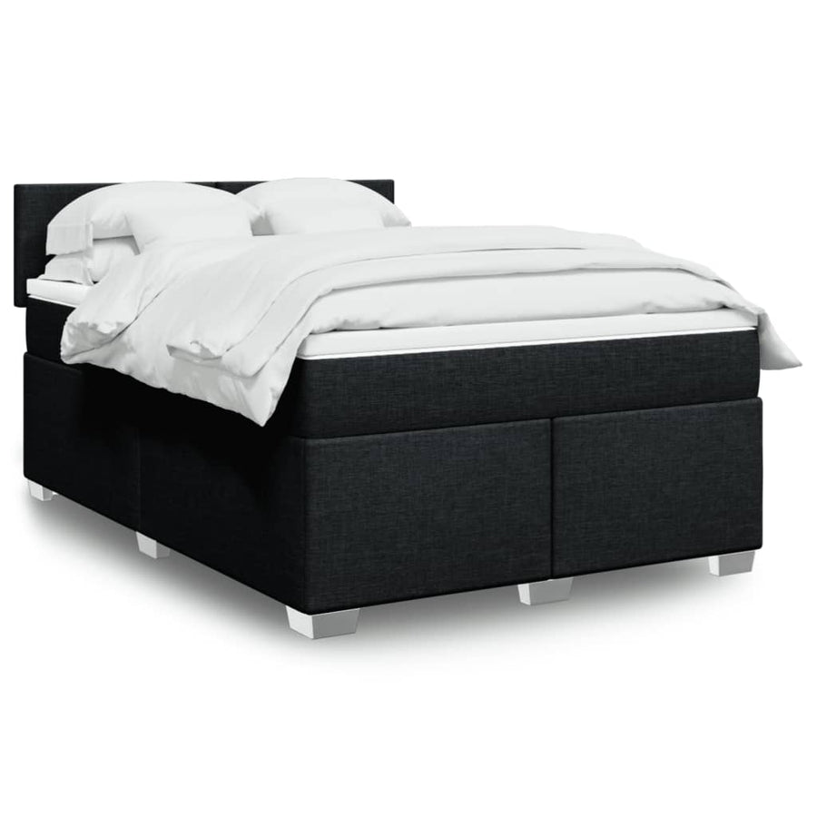 Boxspring met matras stof zwart 140x190 cm