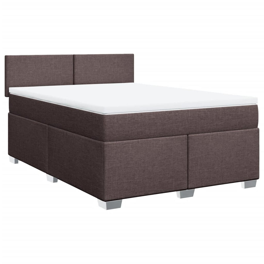 Boxspring met matras stof donkerbruin 140x190 cm