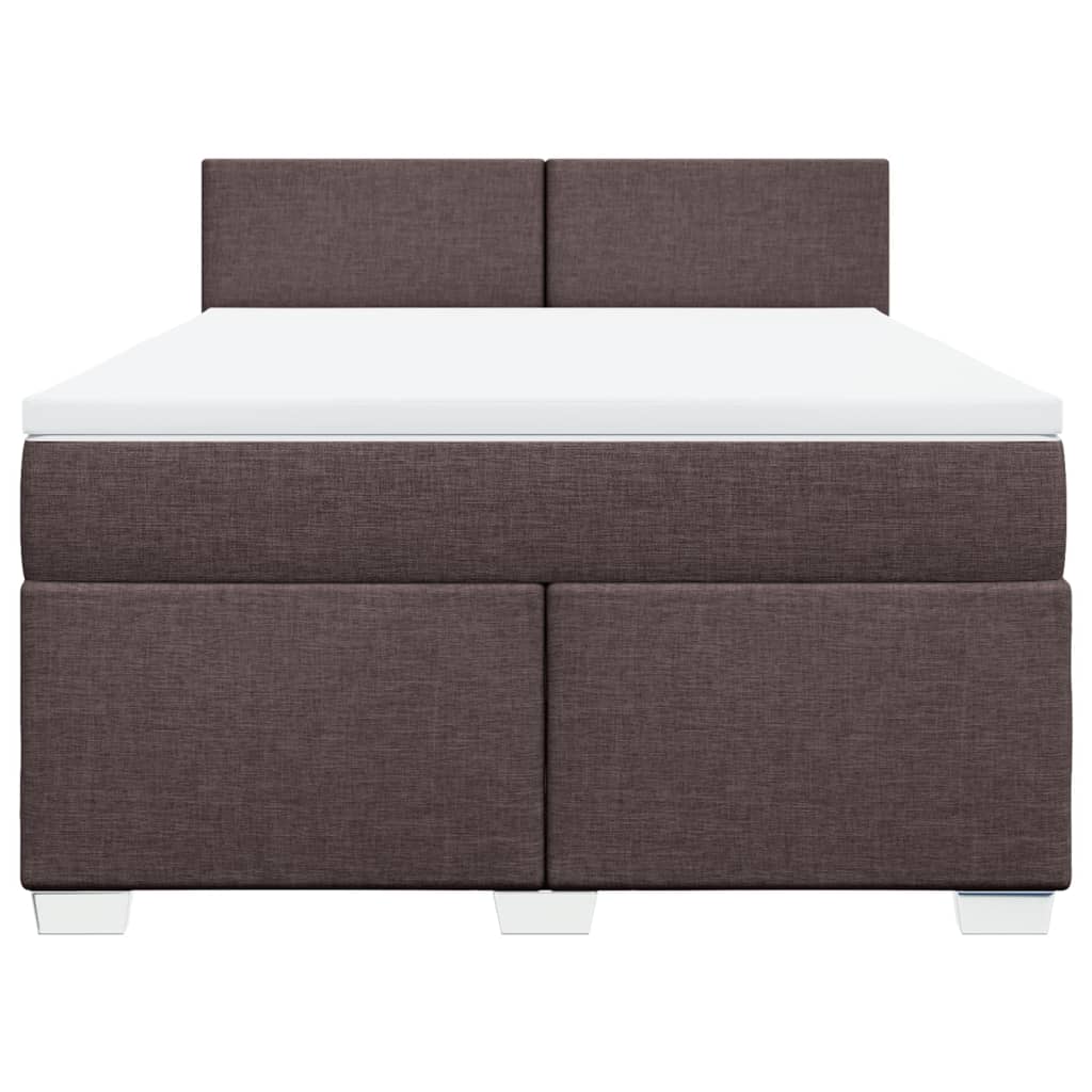 Boxspring met matras stof donkerbruin 140x190 cm