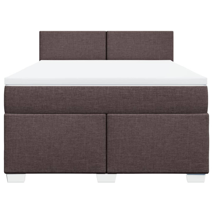 Boxspring met matras stof donkerbruin 140x190 cm