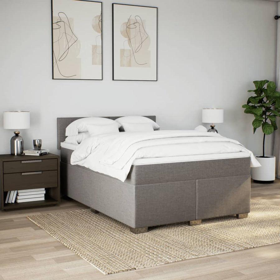 Boxspring met matras stof taupe 140x190 cm