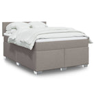 Box spring with fabric mattress taupe 140x190 cm