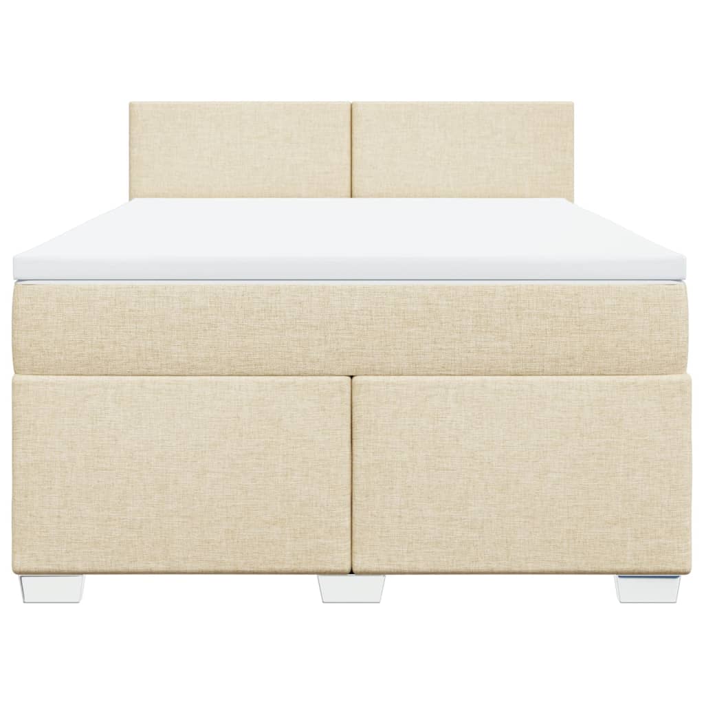 Boxspring met matras stof crèmekleurig 140x190 cm