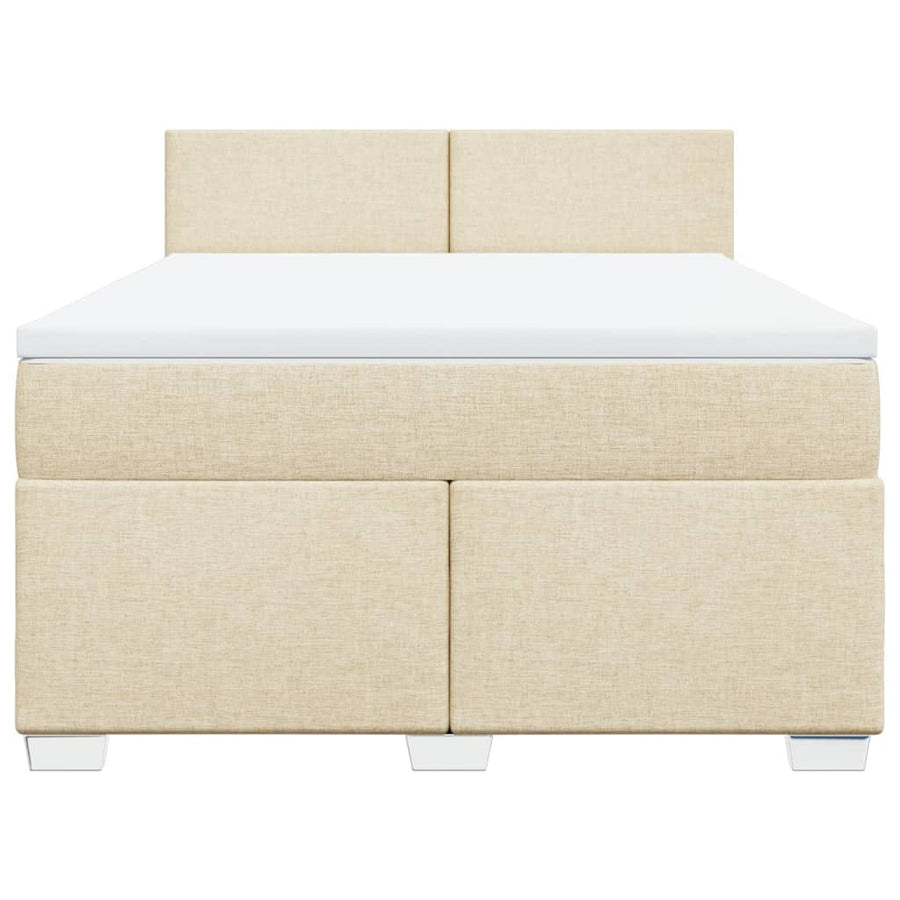 Boxspring met matras stof crèmekleurig 140x190 cm
