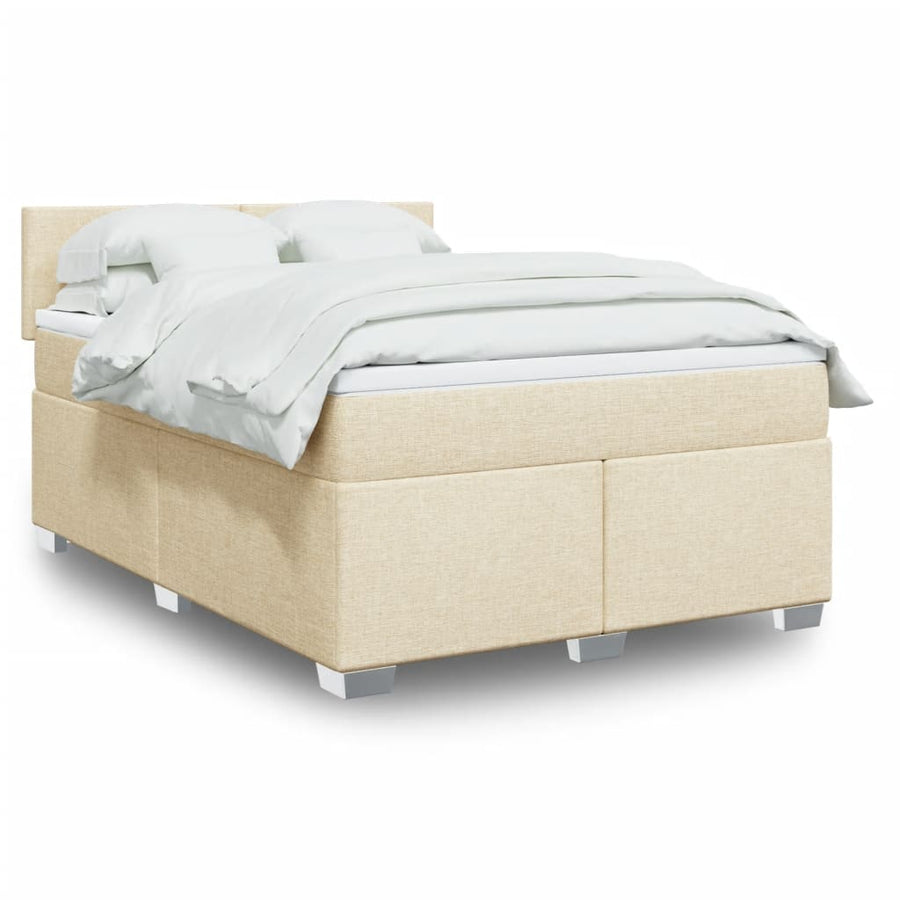Boxspring met matras stof crèmekleurig 140x190 cm