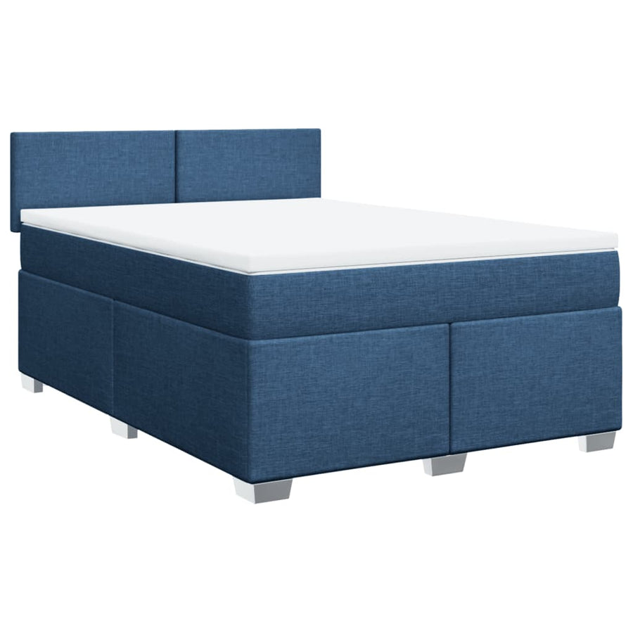 Boxspring met matras stof blauw 140x190 cm