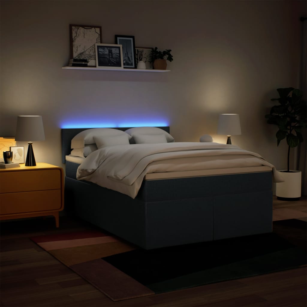 Boxspring met matras stof blauw 140x190 cm