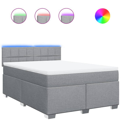 Boxspring met matras stof lichtgrijs 140x190 cm