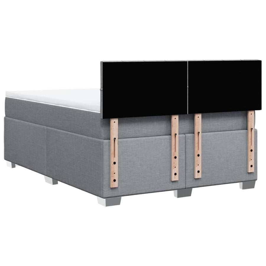 Boxspring met matras stof lichtgrijs 140x190 cm